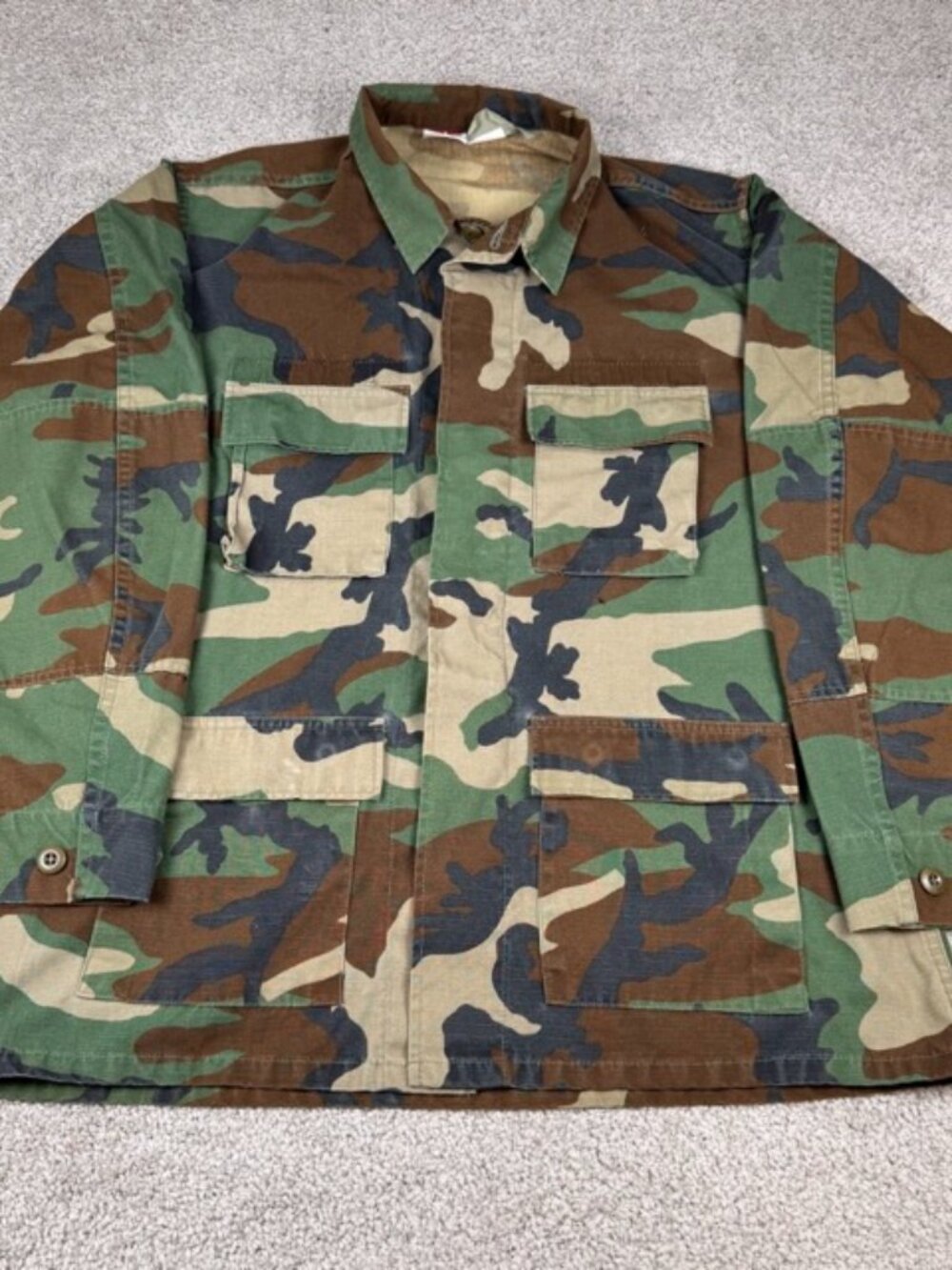 Propper BDU Field Jacket Men's Size Large Long Camo Woodland Tactical Coat